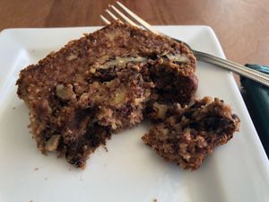 Gluten free banana walnut cake. Superb at Screaming Carrots in Hallandale Beach