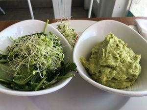 Salad and guac.  Very good guac at Screaming Carrots in Hallandale Beach