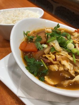 sour & spicy soup (tom-yam hed ต้มยำเห็ด) at Screaming Carrots in Hallandale Beach