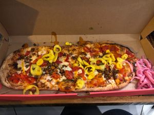 Vegan “meat”, veggies and buffalo sauce at &pizza - U St in Washington