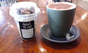 Coyo pineapple and a vegan chai latte  at Wholefoods Kitchen in Bendigo