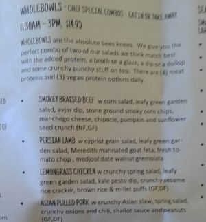 Wholebowls meals (3 vegan) at Wholefoods Kitchen in Bendigo