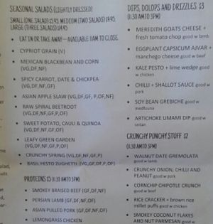 build your own bowl menu at Wholefoods Kitchen in Bendigo