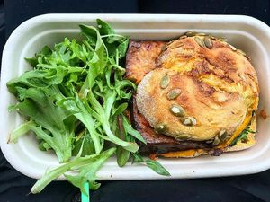 Smokey tofu pumpkin burger at Wholefoods Kitchen in Bendigo