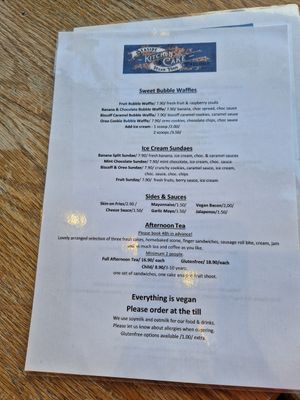 Menu - sides and ice cream at Seaside Kitchen in Margate