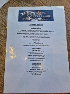 Menu - drinks at Seaside Kitchen in Margate