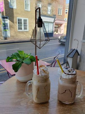 Banana & cinnamon shake and chocolate peanut butter shake at Seaside Kitchen in Margate
