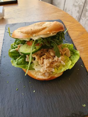 "Tuna" mayo bagel at Seaside Kitchen in Margate