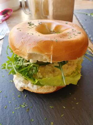 "Egg" mayo bagel at Seaside Kitchen in Margate