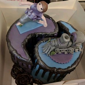 Half and half cake for my parents birthdays. (chocolate and coffee) extremely delicious.  at Seaside Kitchen in Margate