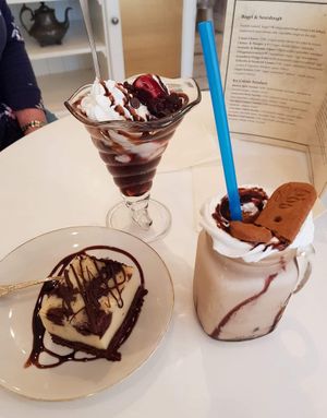 Ice cream sundae, cheese cake and milkshake at Seaside Kitchen in Margate