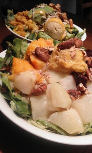 vegan rainbow salad and protein salad at SLA - Voorstraat in Utrecht