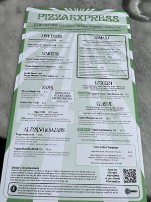 Huge vegan menu  at Pizza Express - Wimbledon in South West London