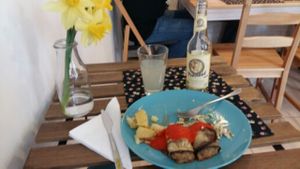 eggplant rolls with potatoes and salad at Powoli in Wroclaw