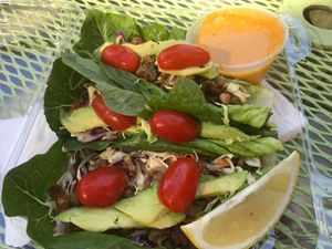 Chorizo  Tacos (raw made with walnuts) at The Juice Lab 360 in Pasadena