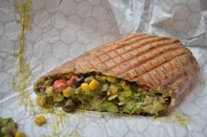 Southwestern wrap (black beans, corn, avocado, tomatoes) - average but huge at Fruitive - Palmer Alley in Washington