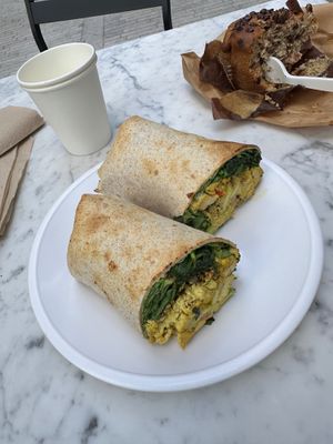 Tofu wrap — with spinach, tomato and avocado  at Fruitive - Palmer Alley in Washington