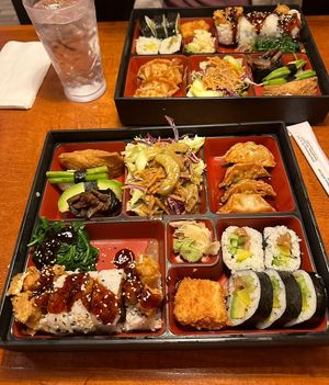 Veggie bento box, modified to be vegan  at Sushi Jin in Silver Spring