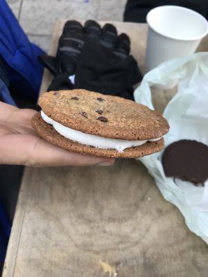 Vanilla cookie sandwich - cookies a bit hard but delish at Erin McKenna's Bakery in New York City