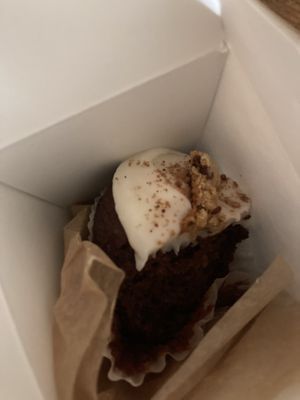 Brownie cupcake with cookie crunch frosting  at Erin McKenna's Bakery in New York City