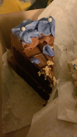 chocolate cake (unfortunately very dry)   at Erin McKenna's Bakery in New York City