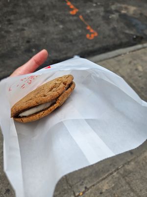 Cookie sandwich $10 for one at Erin McKenna's Bakery in New York City