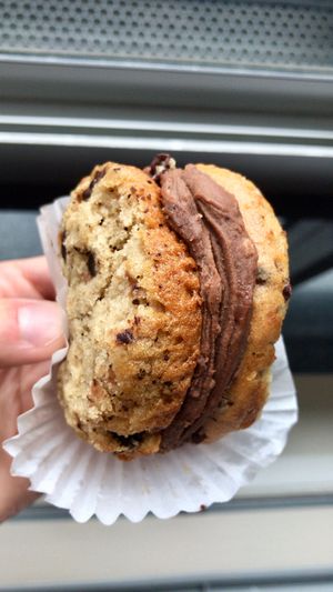 Blondie with mocha frosting sandwich. at Erin McKenna's Bakery in New York City