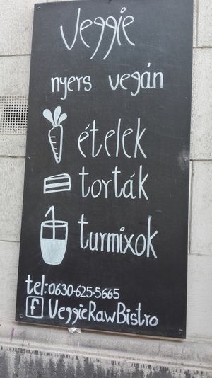 It's Hungarian, but they are also English-friendly. So no worries, international friends and fellow travellers. ;-) at Veggie Nyers in Budapest