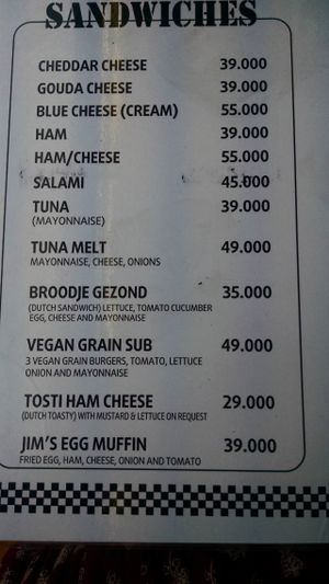 menu 2 at Jim's Snack Bar in Hoi An