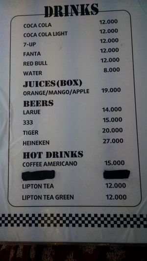 menu 3 at Jim's Snack Bar in Hoi An