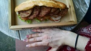 huge veggie sandwich at Jim's Snack Bar in Hoi An