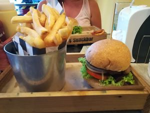 Veggie burger at Jim's Snack Bar in Hoi An