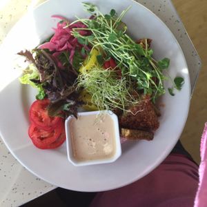 falafel platter with extra vegetables instead of bread at The Little Mermaid Cafe in Homer