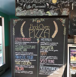 pizza board at The Little Mermaid Cafe in Homer