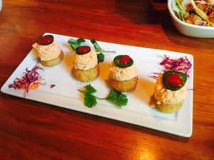 Spicy Tofu on Crispy Rice - Must try! at Kabuki in Huntington Beach