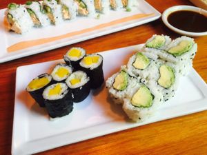 Osinko Roll (Yellow pickled radish) and Avocado Roll - The avocado rolls here are he best I've had! at Kabuki in Huntington Beach