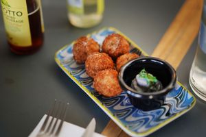 vegan and gluten free home made arancini at Shop 225 Pizzeria in Pascoe Vale South