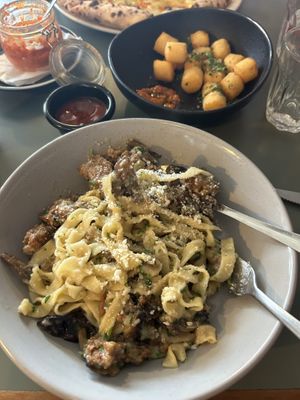 Nociola (mushrooms and sausage) vegan parmesan   at Shop 225 Pizzeria in Pascoe Vale South