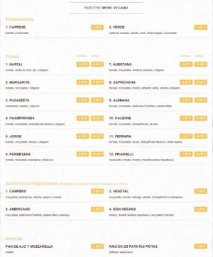 Vegan Menu at Mano a Mano in Murcia