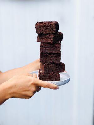 Gluten Free rich salted chocolate brownies  at Cupcakes and Shhht in East London