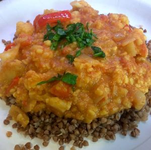 Goulash on buckwheat  at Smaki Roslinne in Krakow