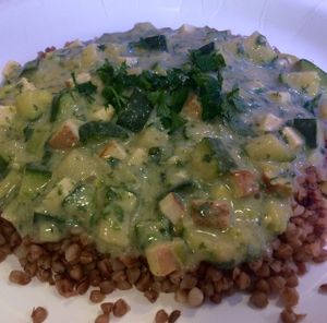 Tofu and spinach curry on buckwheat.  at Smaki Roslinne in Krakow