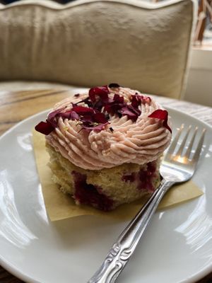 Vegan raspberry & rose tea cake  at The Butterwood Bake Consortium in Pittsburgh