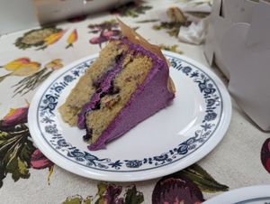 Blueberry cake. The gorgeous icing really pops. at The Butterwood Bake Consortium in Pittsburgh
