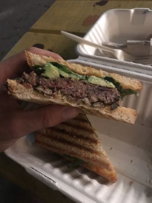 Beet and black bean awesome burger! at Love Food Central in St Petersburg