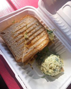 Ruben with potato salad   at Love Food Central in St Petersburg