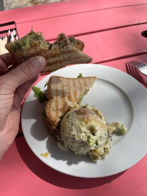 Tempeh Reuben with potato salad side   at Love Food Central in St Petersburg
