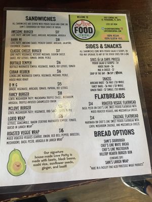 Menu 1  at Love Food Central in St Petersburg