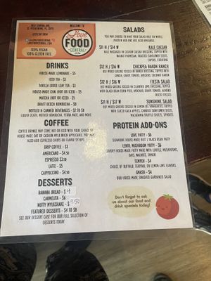 Menu 2  at Love Food Central in St Petersburg