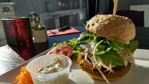 broccoli burger with vegan tartar at Flooh's in Roeselare